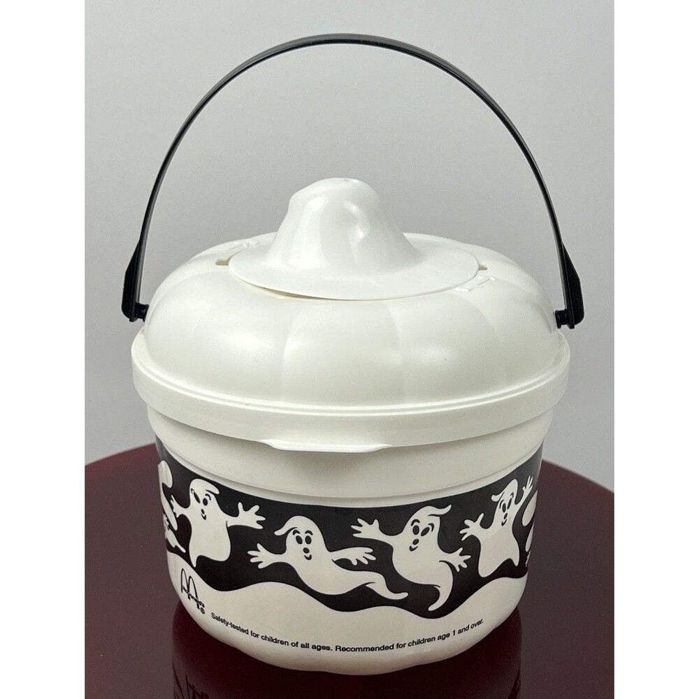 1993 Spooky Ghost McDonald's Halloween White Treat Bucket Cookie Cutter Lid - Picture 5 of 7